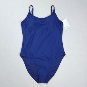 Quince Italian Cami One-Piece Swimsuit Women's Large Blue Swimwear Beach